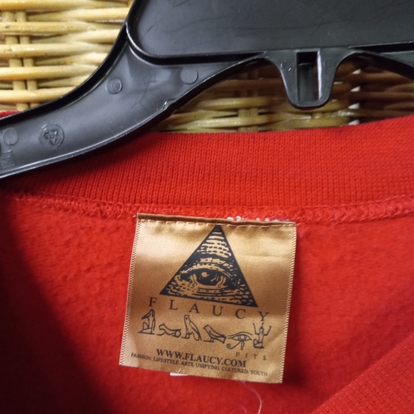 FLAUNCY Fit Sweat Shirt ALL SEEING EYE Red Gold Graphic Print Size XL/54 - Picture 4 of 9